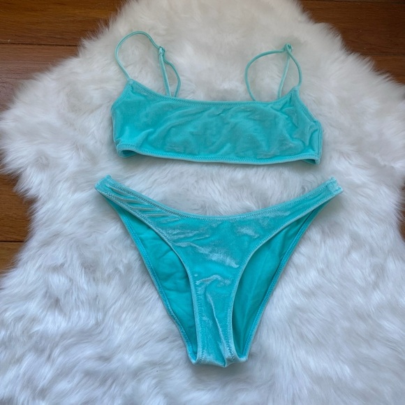 Triangl Swimwear Turquoise Velvet Bandeau Set - Picture 1 of 3